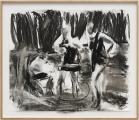 Sebastian Hosu: I kiss her hand..., 2020, charcoal on paper, 68 x 74,5 cm, framed


